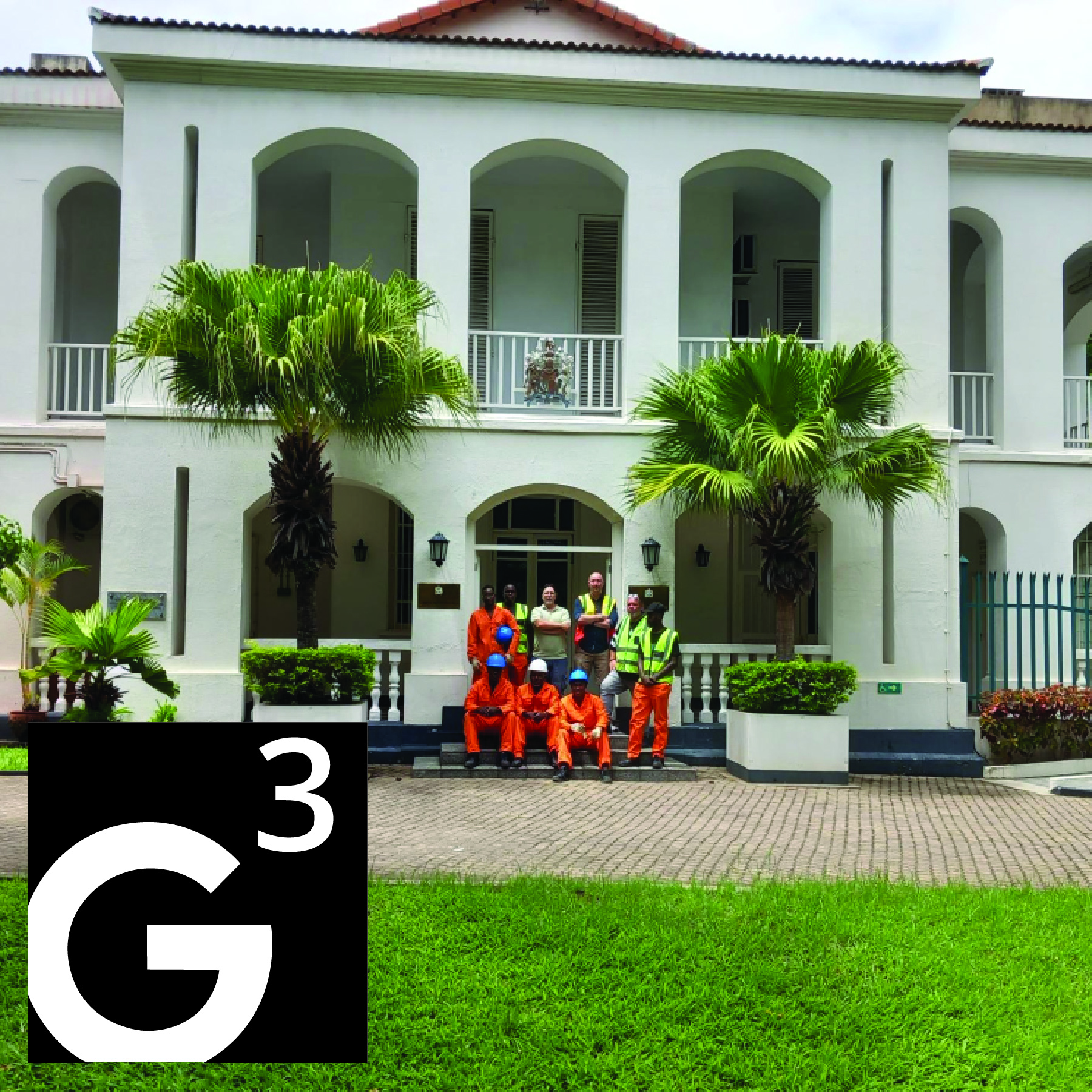The G3 Systems team on-site at the British High Commission in Maputo, Mozambique, representing the successful completion of Stage 1 surveys for their latest FCDO refurbishment project.
